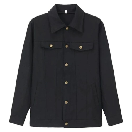 Mens Stretch Denim Jean Jacket Long Sleeve Fitted Button Down Casual Coat