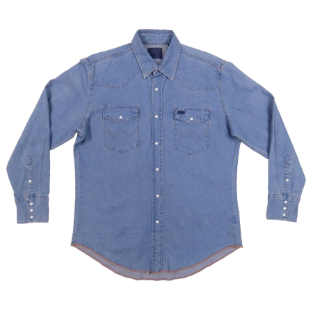 Denim Western Ranch Cowboy Rodeo Full Snap Long Sleeve Shirt L