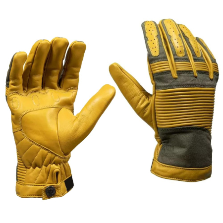 Motorcycle Gloves Motorbike Driving Full Fingers Made From Genuine Cowhide Smooth Leather/Denim Fabric Inside Fleece Lining
