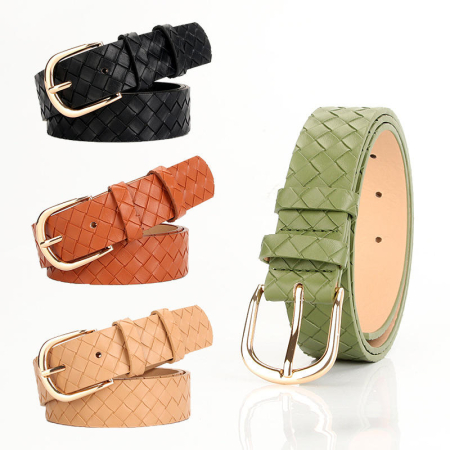 Womens Dress Casual PU Leather Belt Multicolor Woven Pattern Schoolgirl Decorative Belts Wholesale Popular Fashion Trend
