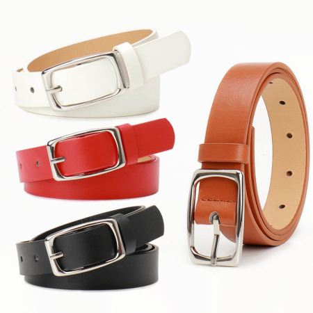 High End Womens PU Leather Belt with Fashionable Needle Buckle Versatile for Dress & Jeans Daily Usage