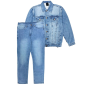Mens Denim Classic Jean Suit 2-Piece Outfit Jacket & Pants