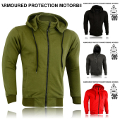 Motorcycle Motorbike Armoured Hoodie Hoody Fleece Jacket Zip Up Removable Armour