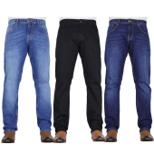 Mens Stretch Jeans Basic Work Straight Leg Regular Fit Denim Pants