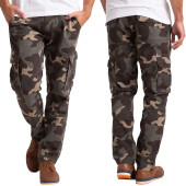 Mens Army Camouflage Cargo Trouser 6 Pockets Military Cotton WorkWear Full Pants