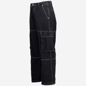 Black Washed Cargo Jeans