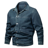 Mens Denim Jacket Jean Coat Loose Casual Clothing Long Sleeve Buttons