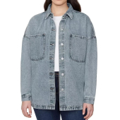 Ladies Denim Shirt Jacket Oversized Blue, XL