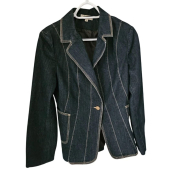 Denim Blazer Defined Waist Dark Blue W Contrast Stitching Sz 8