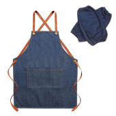 Custom Logo Denim Fabric Chef Cooking Aprons for Cafe Restaurants Kitchen Apron for Adults and Kids