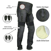 Mens Motorcycle Armored Jeans Aramid Lining Stretch Panel Motorbike Riding Pants