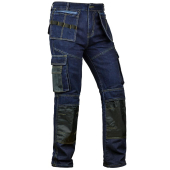 Mens Utility Work Jeans – Denim Cordura Work Pants with Holster Tool Pockets, Heavy-Duty Trouser for Men