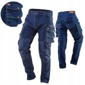 Mens Slim Fit Stretch Heavy Duty Work Jeans With Knee Pad Pockets Denim Trousers